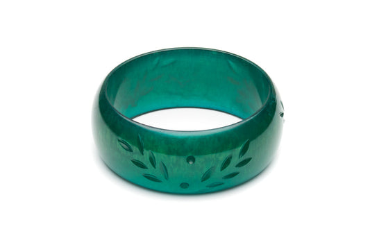 Wide Golden Moss Fakelite Duchess Bangle