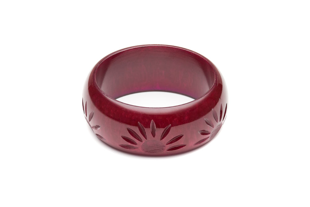 Wide Golden Burgundy Fakelite Bangle