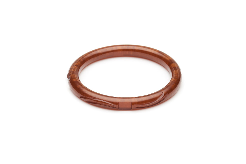 Narrow Golden Chocolate Fakelite Bangle