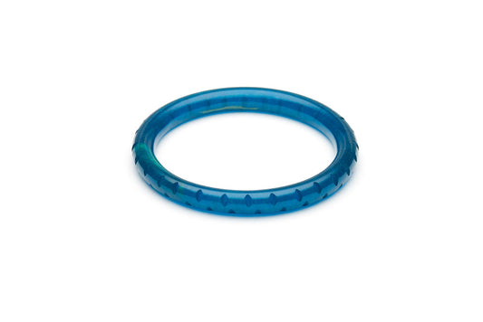 Narrow Golden Teal Fakelite Bangle
