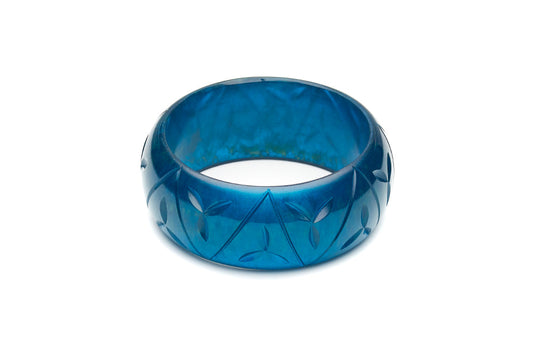 Wide Golden Teal Fakelite Bangle
