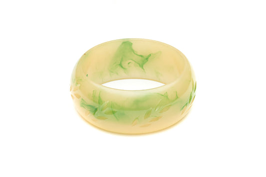 Wide Moss Crème Fakelite Bangle