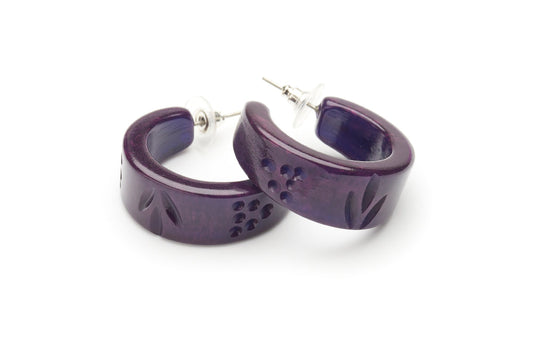 Golden Grape Fakelite Hoop Earrings
