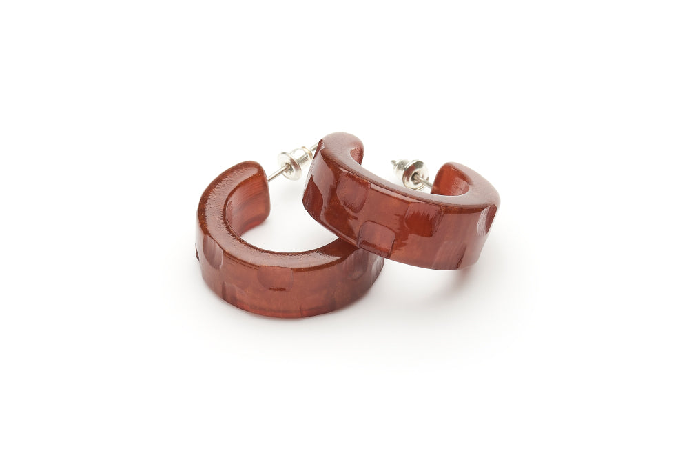 Golden Chocolate Fakelite Hoop Earrings