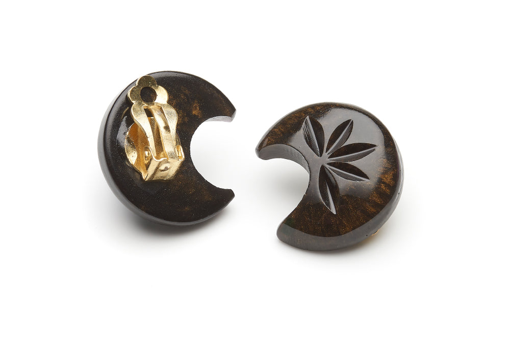 Golden Night Fakelite Clip Earrings