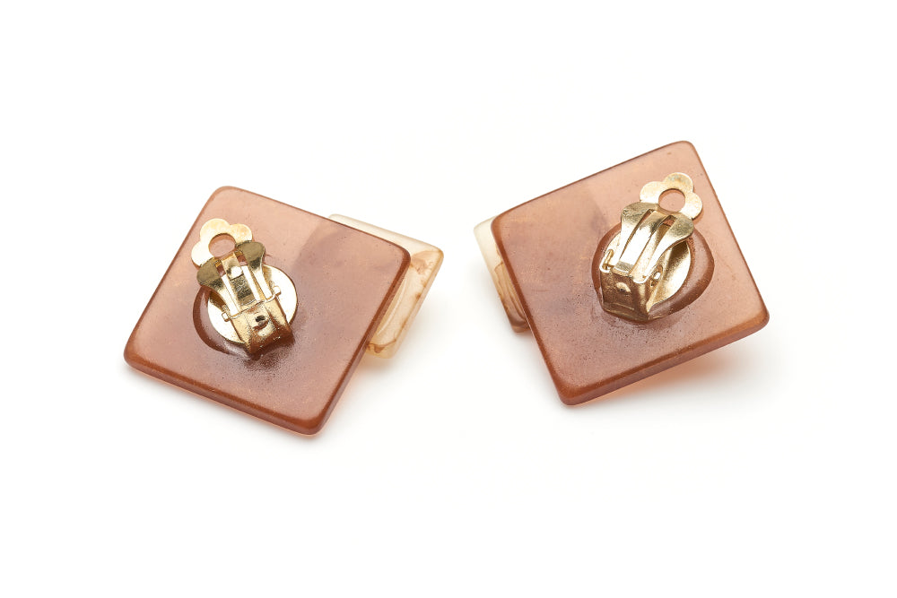 Golden Chocolate Fakelite Clip Earrings