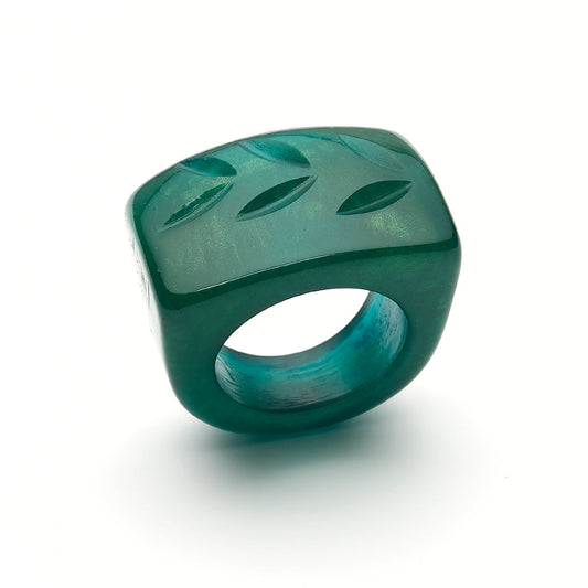 Golden Moss Fakelite Ring