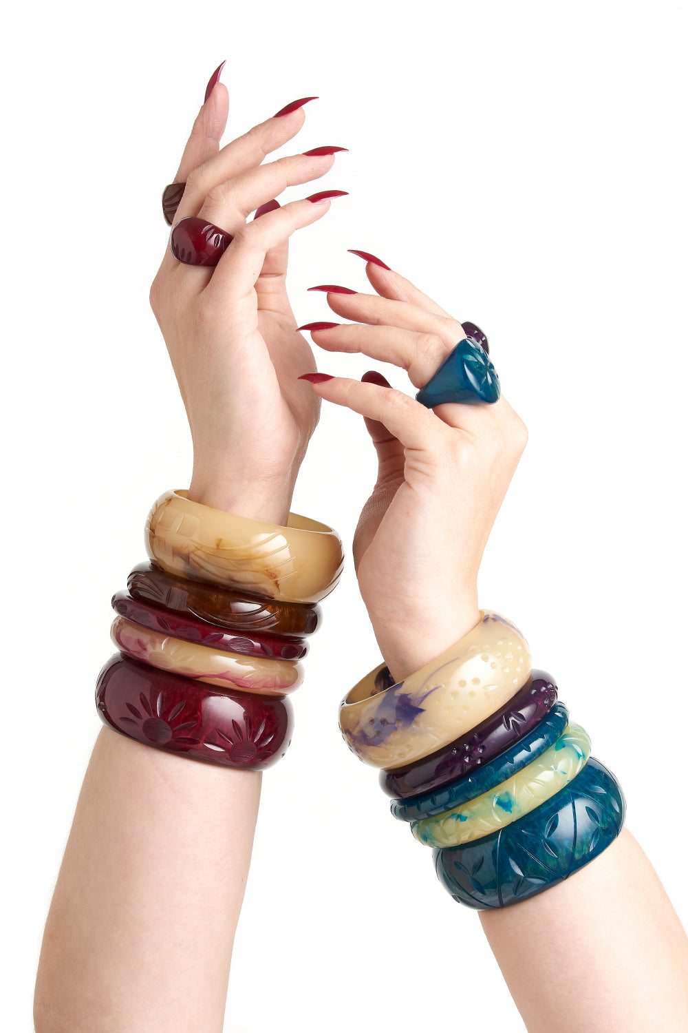 Narrow Golden Teal Fakelite Duchess Bangle