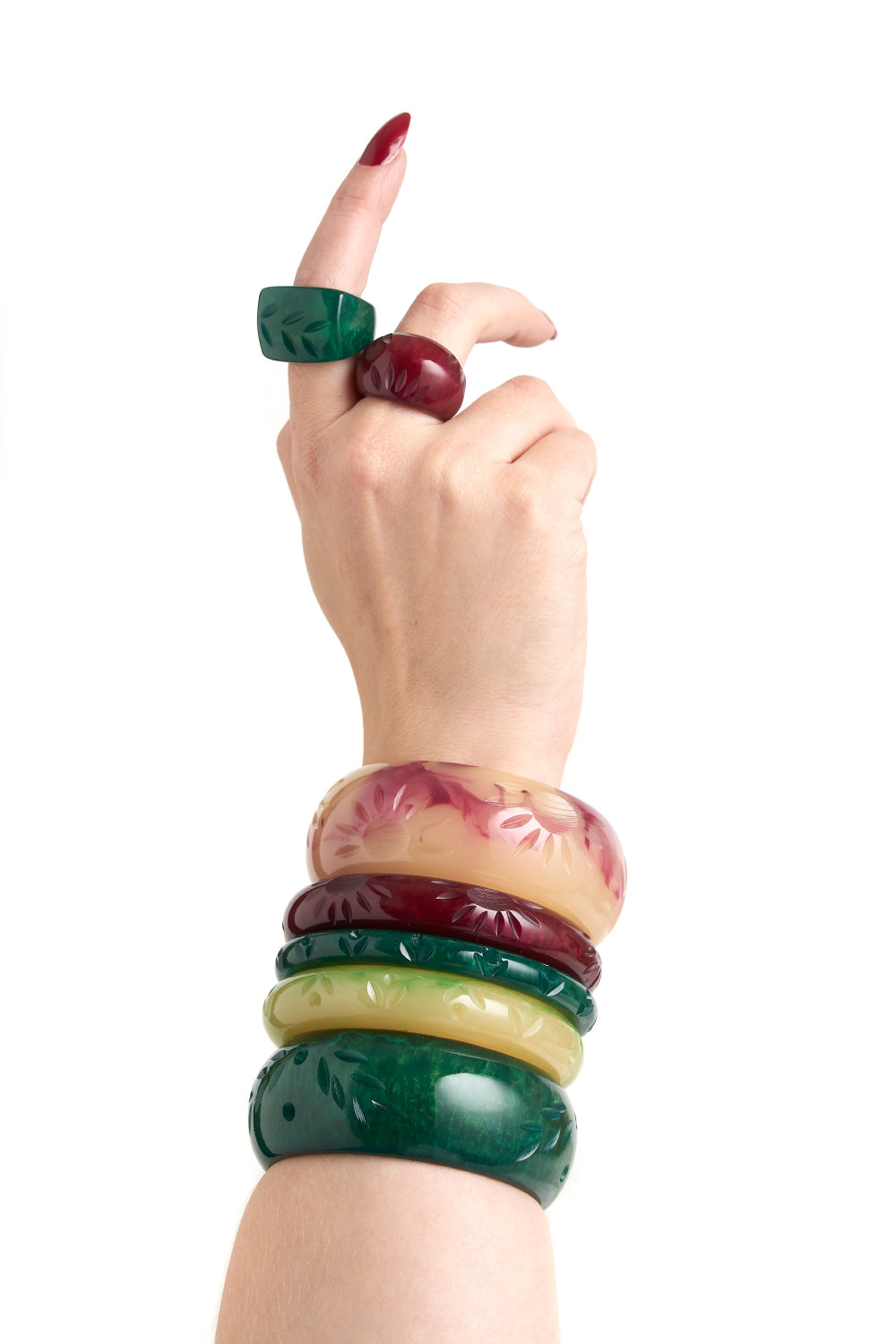 Wide Golden Moss Fakelite Bangle