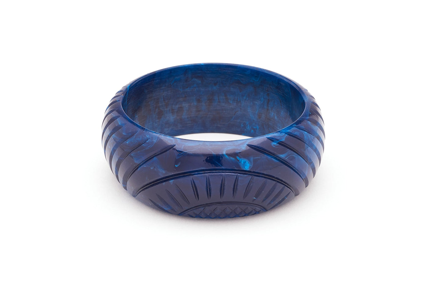 Wide Navy Fakelite Bangle