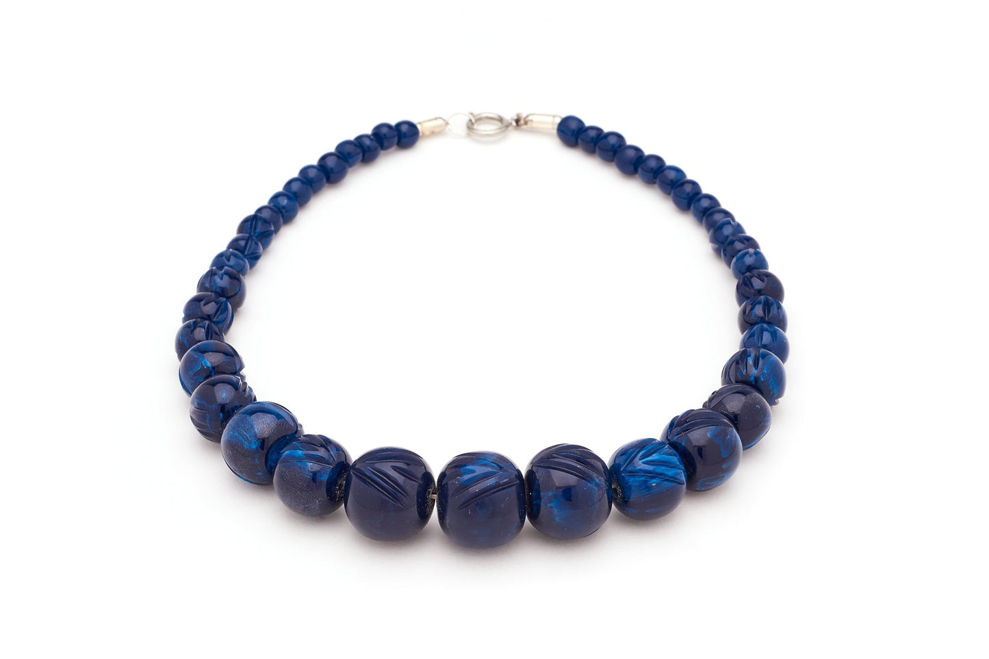 Carved Navy Fakelite Beads