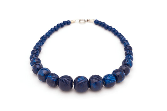 Carved Navy Fakelite Beads