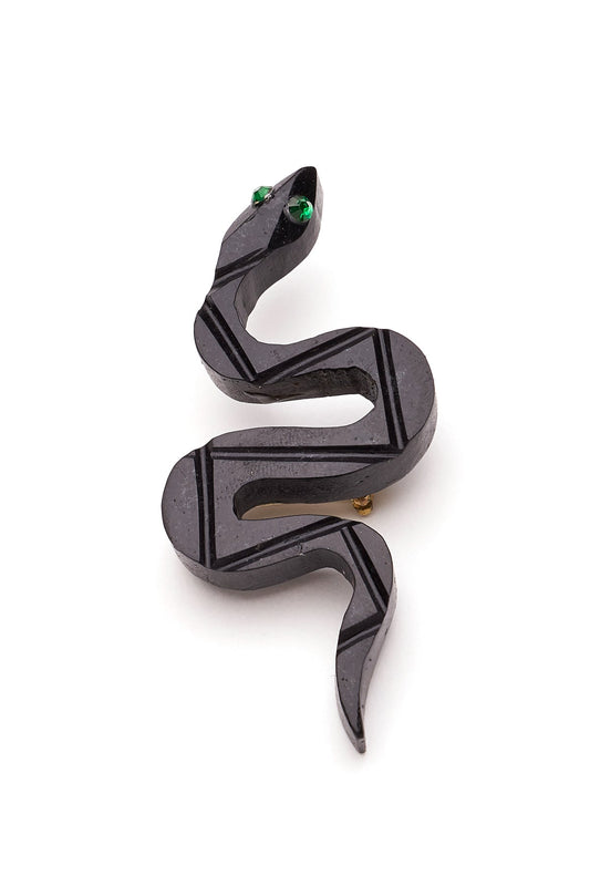 Black Fakelite Snake Brooch