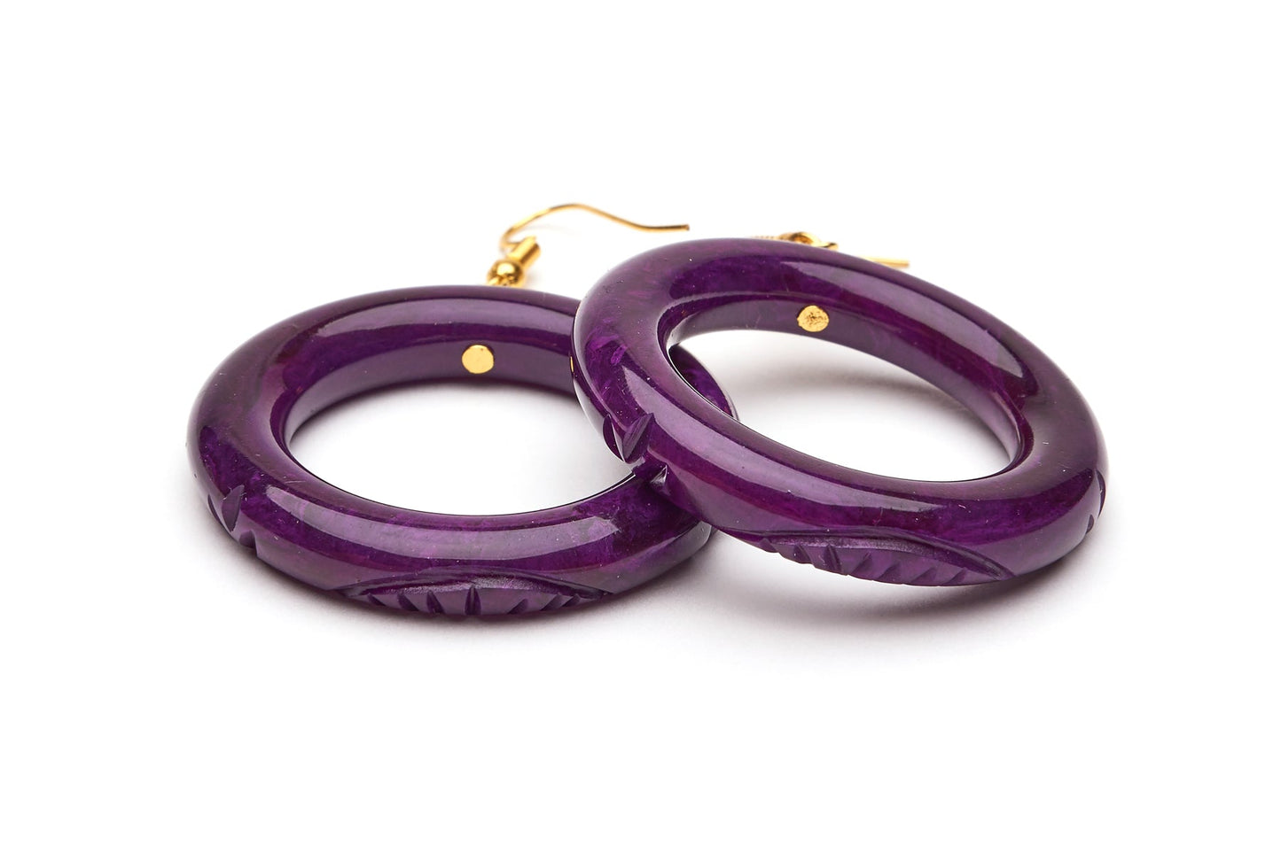 Deep Purple Fakelite Hoop Earrings