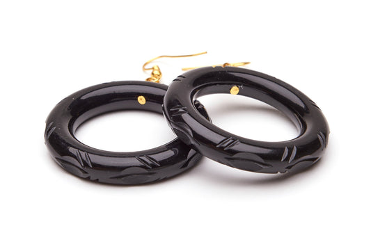 Black Fakelite Hoop Earrings