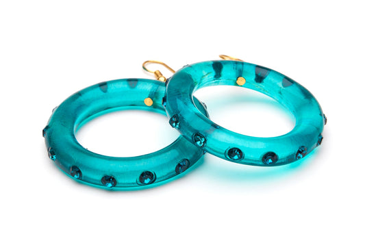 Clear Green Diamante Hoop Earrings