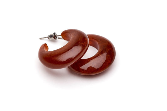 Small Brown Fakelite Hoop Earrings