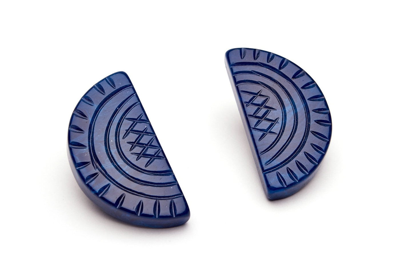 Navy Fakelite Clip On Earrings