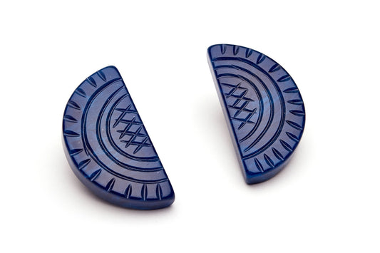 Navy Fakelite Clip On Earrings