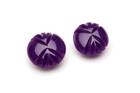 Deep Purple Fakelite Clip Earrings