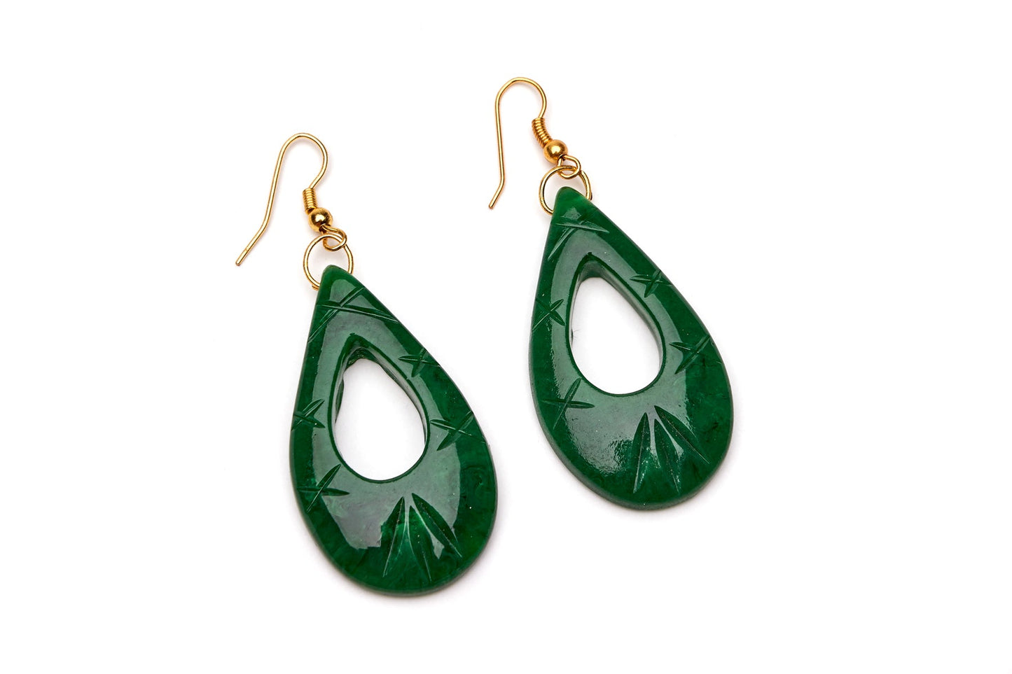 Deep Green Fakelite Drop Earrings