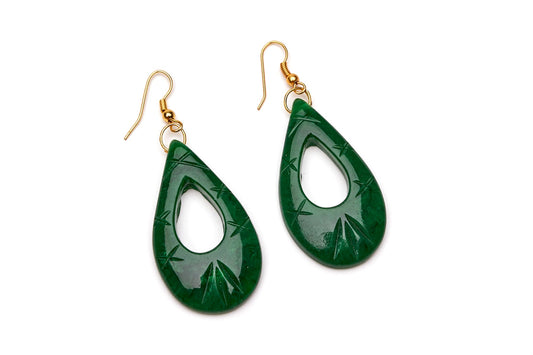 Deep Green Fakelite Drop Earrings