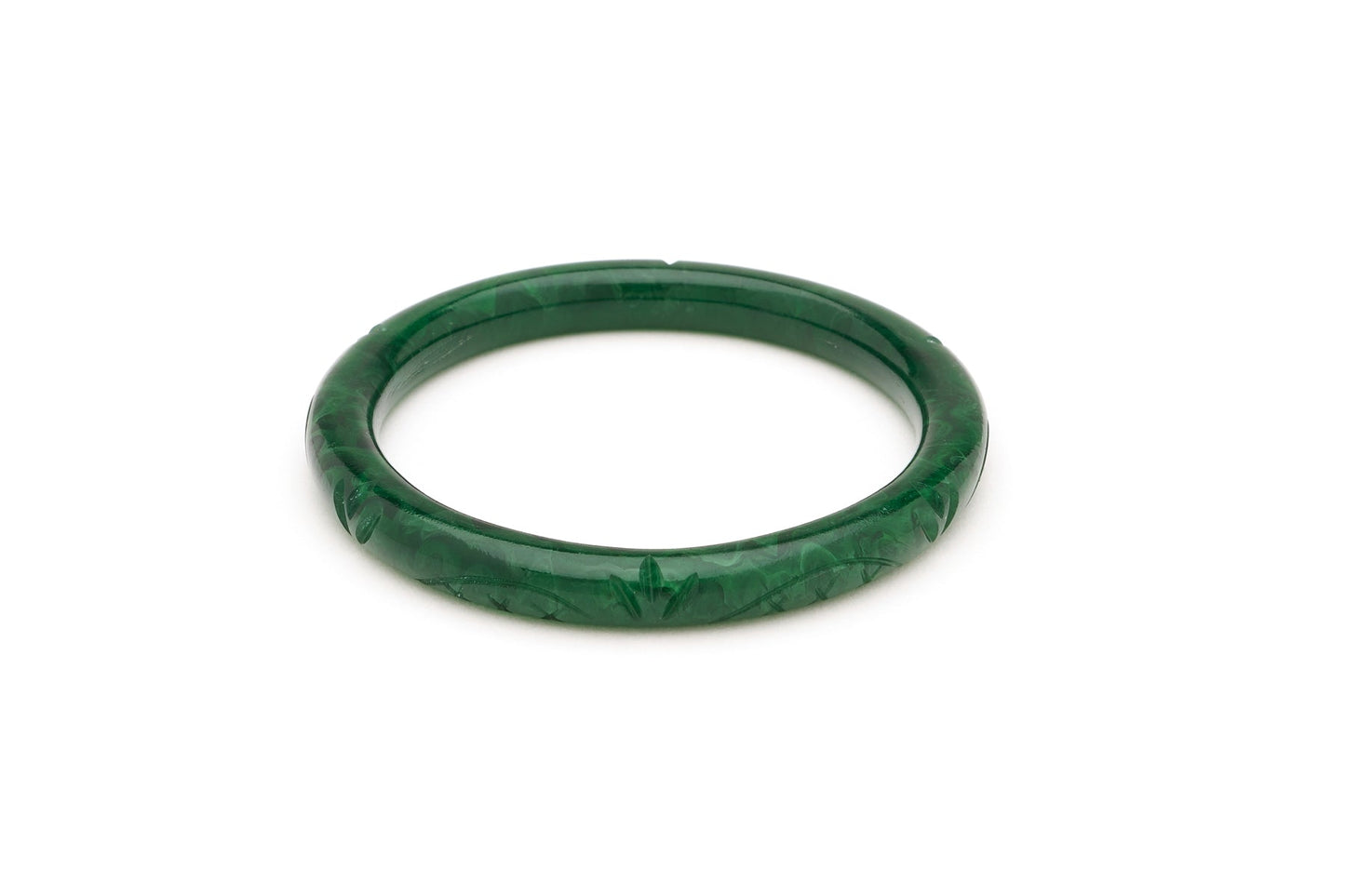 Narrow Deep Green Fakelite Bangle