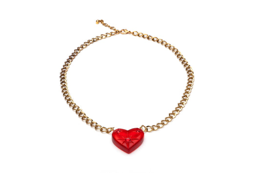 Starburst Heart Necklace Red
