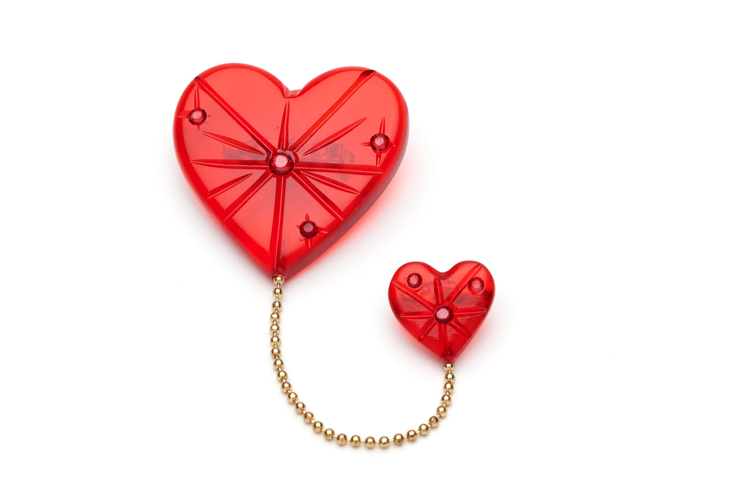 Starburst Heart Brooch Clear Red