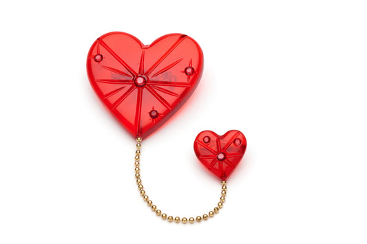 Starburst Heart Brooch Clear Red