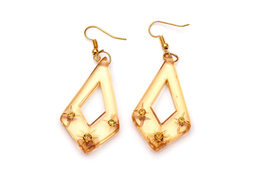 Starburst Earrings Gold Clear
