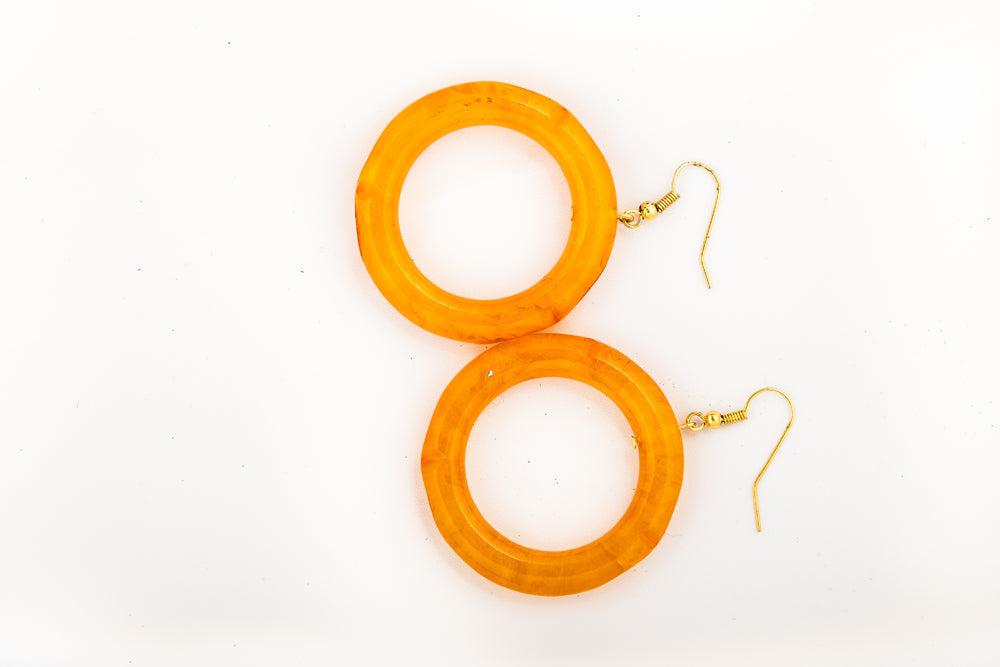 Butterscotch Carved Hoop Earrings