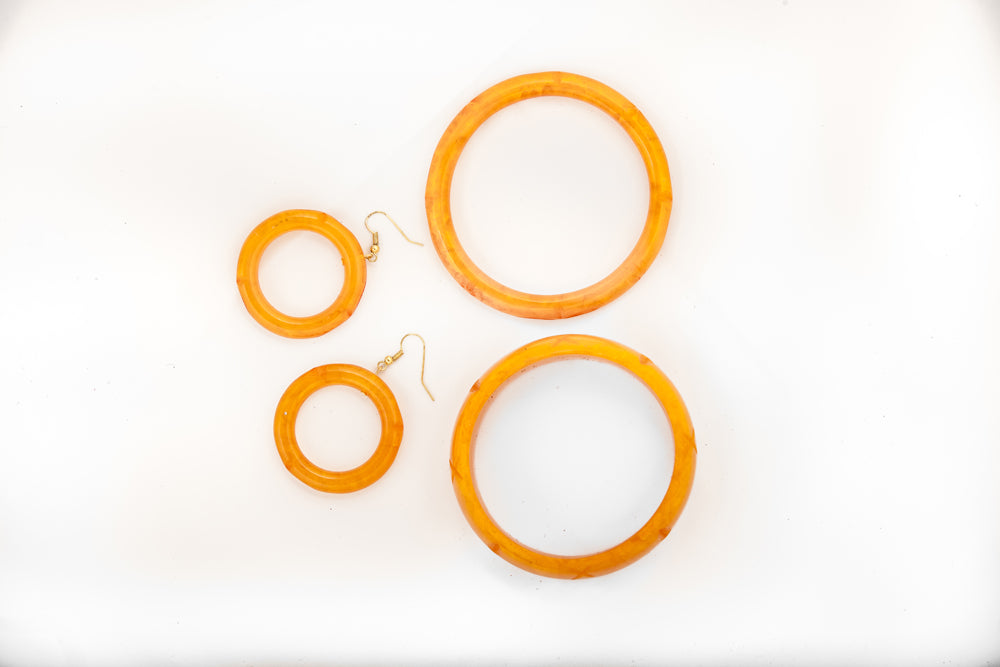 Butterscotch Carved Hoop Earrings