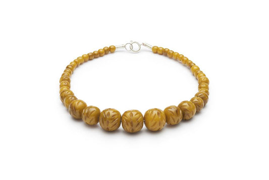 Carved Banoffee Fakelite Beads