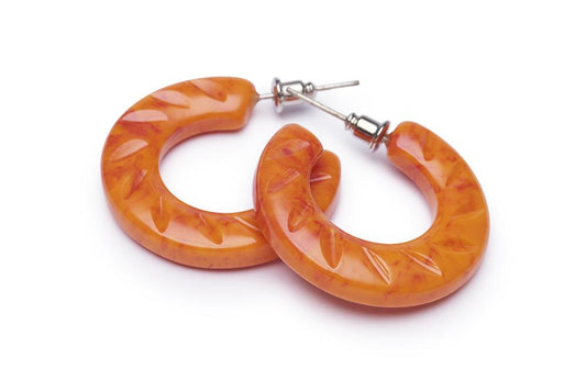 Blood Orange Fakelite Hoop Earrings