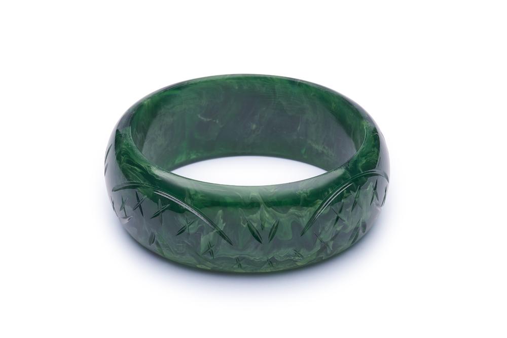 Wide Deep Green Fakelite Duchess Bangle