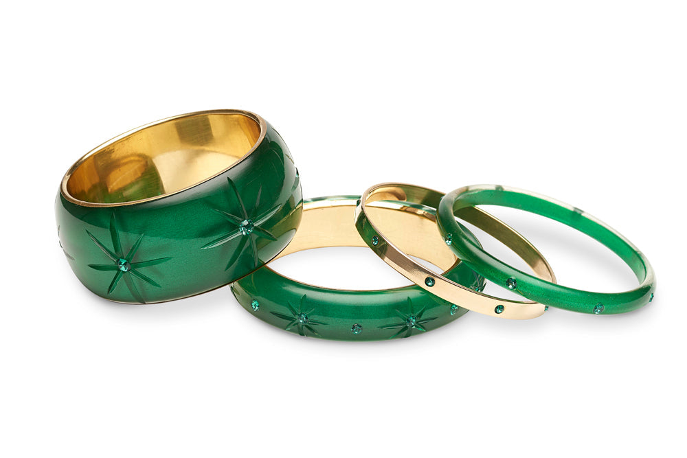 Gold Bangle with Emerald Diamantes
