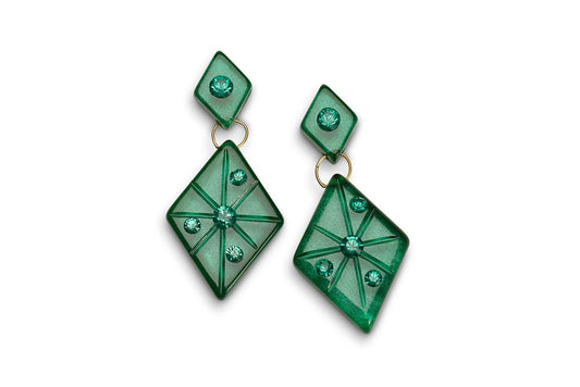 Emerald Moonglow Starburst Earrings