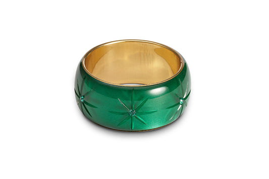 Extra Wide Emerald Moonglow Bangle