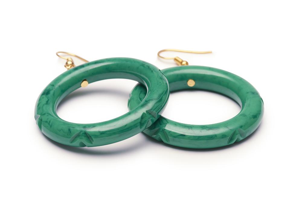 Malachite Fakelite Hoop Earrings
