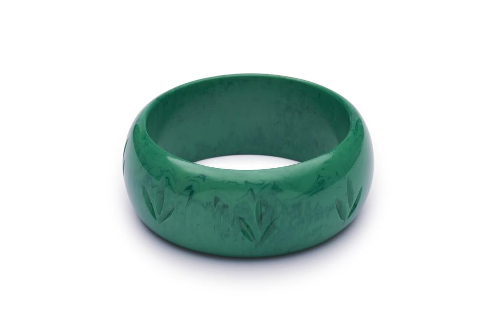 Wide Malachite Fakelite Bangle