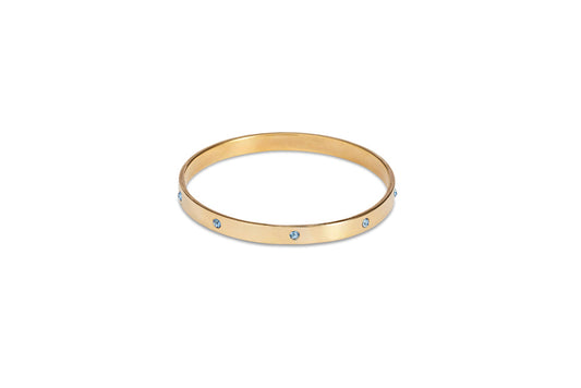 Gold Bangle with Baby Blue Diamantes