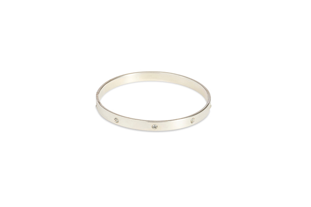 Silver Bangle with Clear Diamantes
