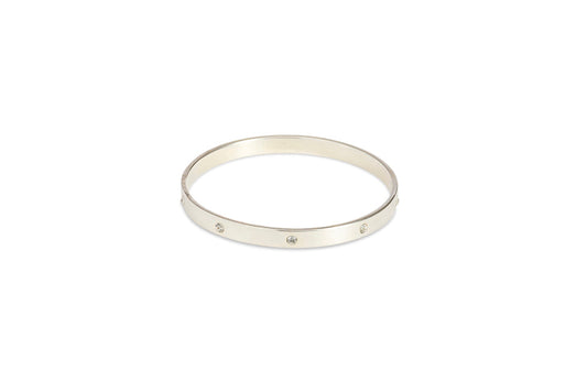 Silver Bangle with Clear Diamantes