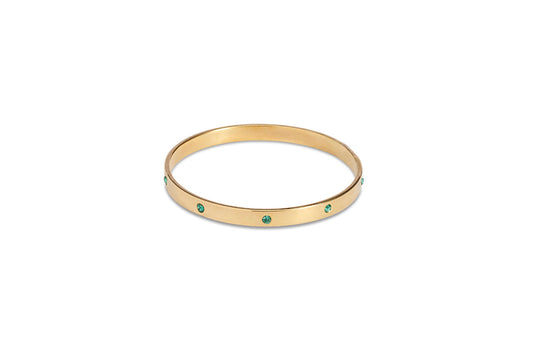Gold Bangle With Seafoam Diamantes