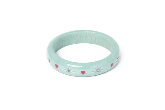 Splendette vintage inspired 1950s Valentine's style pastel blue carved Midi Baby Doll Starburst Bangle