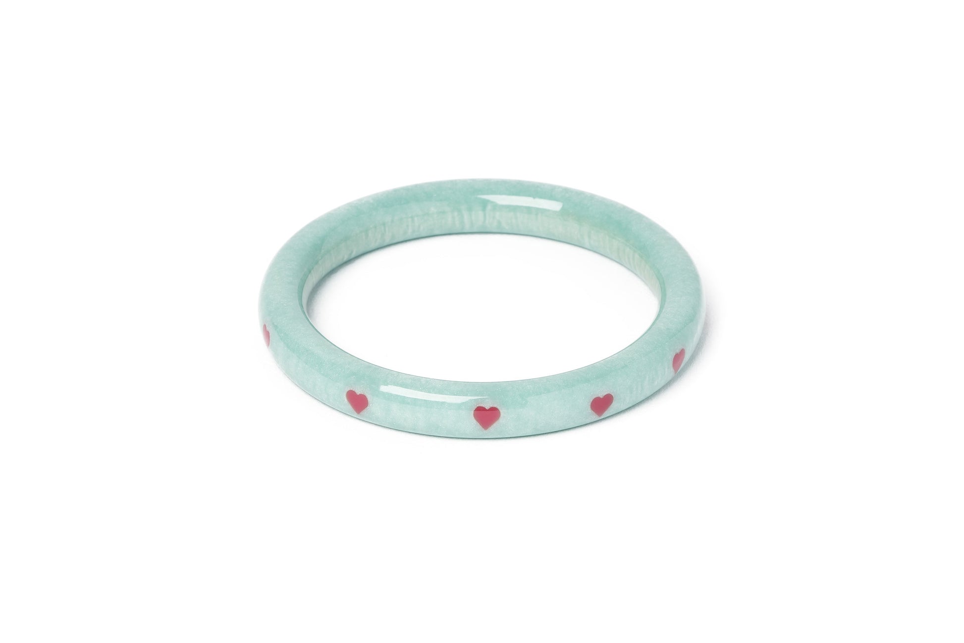 Splendette vintage inspired 1950s Valentine's style pastel blue carved Narrow Baby Doll Starburst Bangle