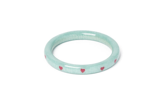 Splendette vintage inspired 1950s Valentine's style pastel blue carved Narrow Baby Doll Starburst Bangle