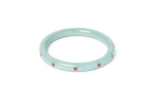 Splendette vintage inspired 1950s Valentine's style pastel blue carved larger size Narrow Baby Doll Starburst Duchess Bangle