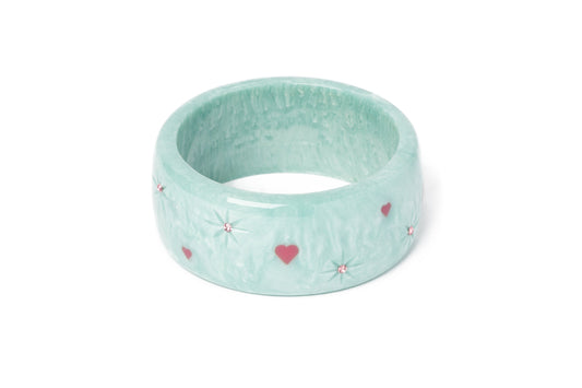 Splendette vintage inspired 1950s Valentine's style pastel blue carved large size Extra Wide Baby Doll Starburst Duchess Bangle